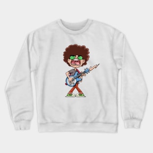 young rocker plays the guitar and sings at the top of his voice Crewneck Sweatshirt